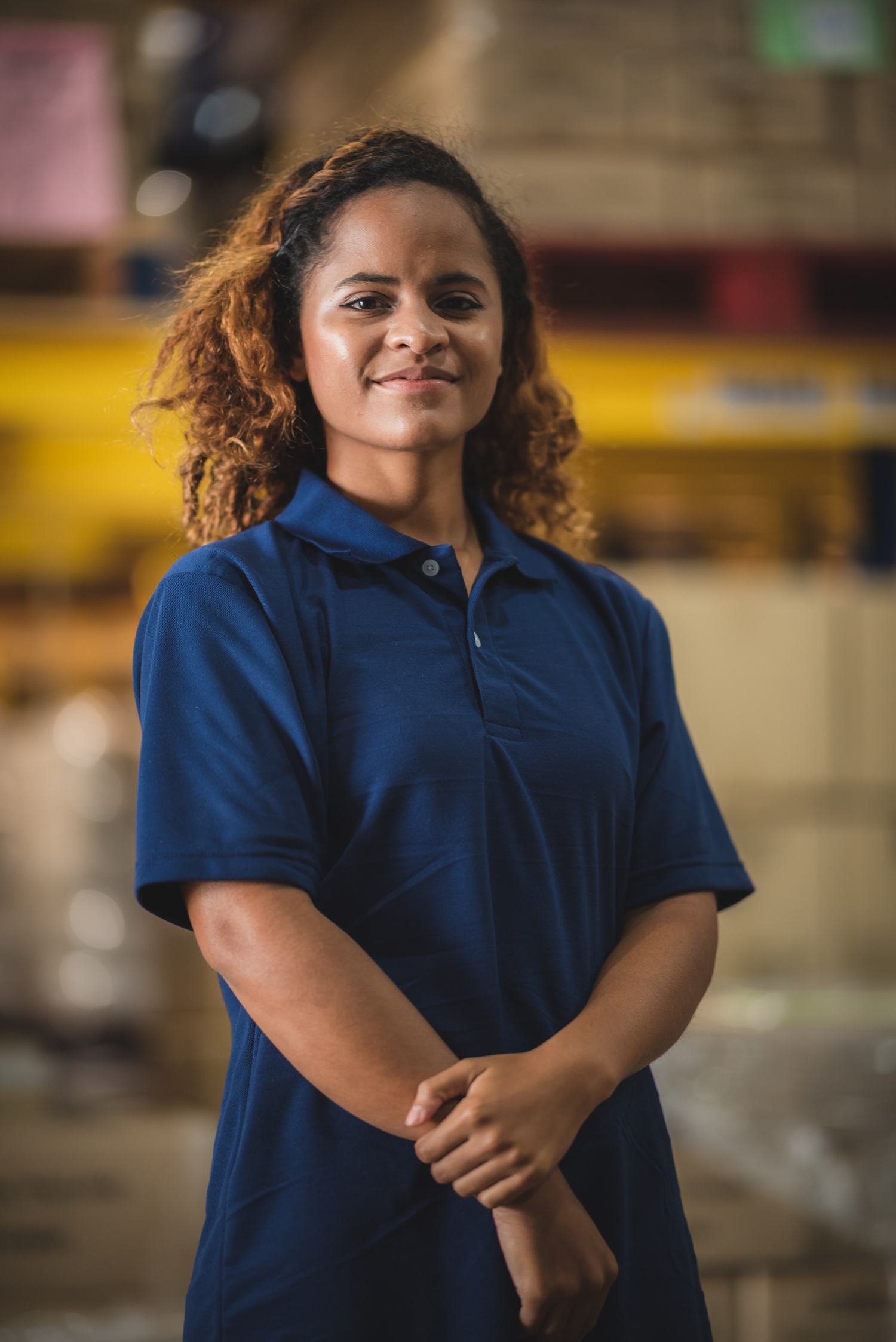 African American worker person working with safety in warehouse logistic factory, business manufacturing industry occupation concept, goods product box distribution Disabilities jobs Grande Prairie